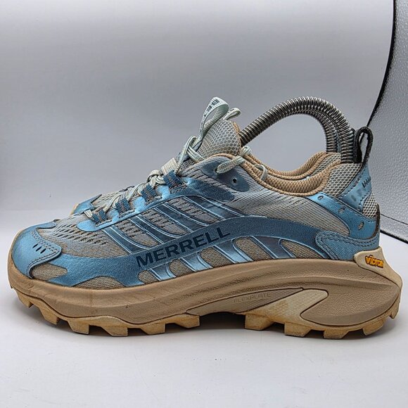 Merrell Moab Speed 2 x Sweaty Betty Womens Size 6 Blue Hiking Shoes Vibram Soles - Picture 13 of 13